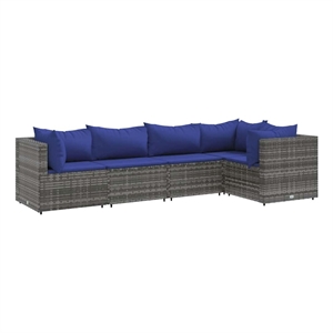 vidaXL 5 Piece Poly Rattan Lounge Set in Gray