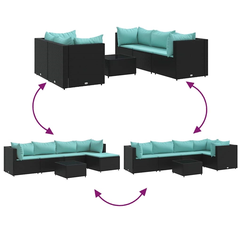 vidaXL 6 Piece Lounge Set in Black/Blue