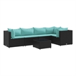 vidaXL 6 Piece Lounge Set in Black/Blue