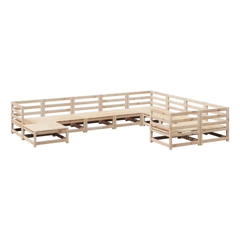 vidaXL 10 Piece Wood Large Sofa Set in Natural