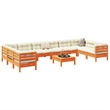 vidaXL 11 Piece Wood Sofa Set in Brown/Cream