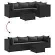 vidaXL 5 Piece Poly Rattan Small Lounge Set in Black