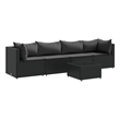 vidaXL 5 Piece Poly Rattan Small Lounge Set in Black