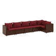 vidaXL 6 Piece Poly Rattan Lounge Set in Red/Brown