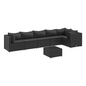 vidaXL 7 Piece Poly Rattan Lounge Set in Black