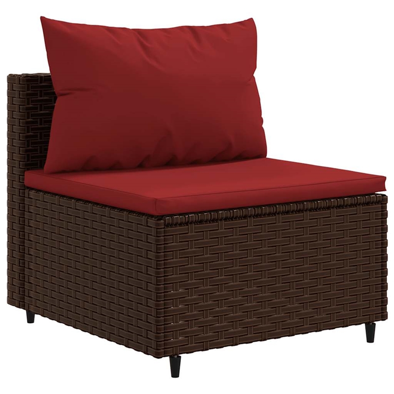 vidaXL 7 Piece Steel Lounge Set in Red/Brown