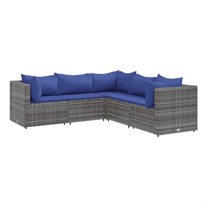 vidaXL 5 Piece Poly Rattan Lounge Set in Gray