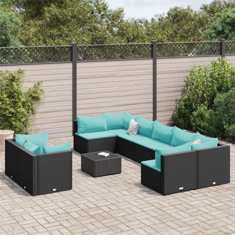 vidaXL 10 Piece Steel Patio Sofa Set in Black