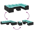 vidaXL 10 Piece Steel Patio Sofa Set in Black
