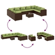 vidaXL 10 Piece Steel Patio Sofa Set in Green/Brown