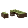 vidaXL 10 Piece Steel Patio Sofa Set in Green/Brown