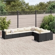vidaXL 9 Piece Poly Rattan Patio Sofa Set in Black/White/Cream