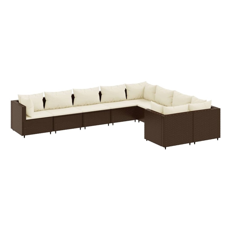 vidaXL 9 Piece Steel Patio Sofa Set in White/Brown/Cream