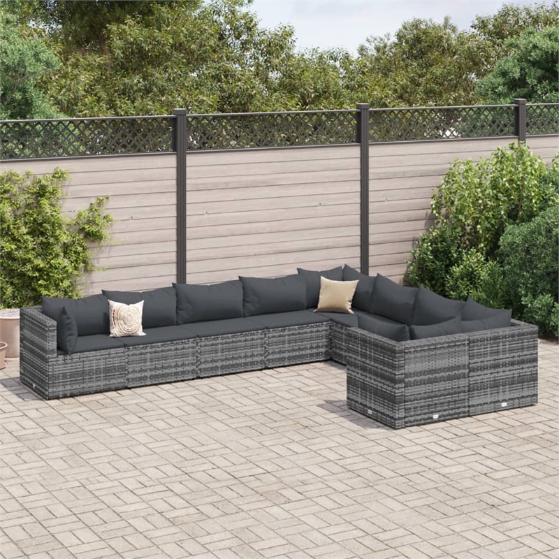 vidaXL 9 Piece Steel Patio Sofa Set in Gray