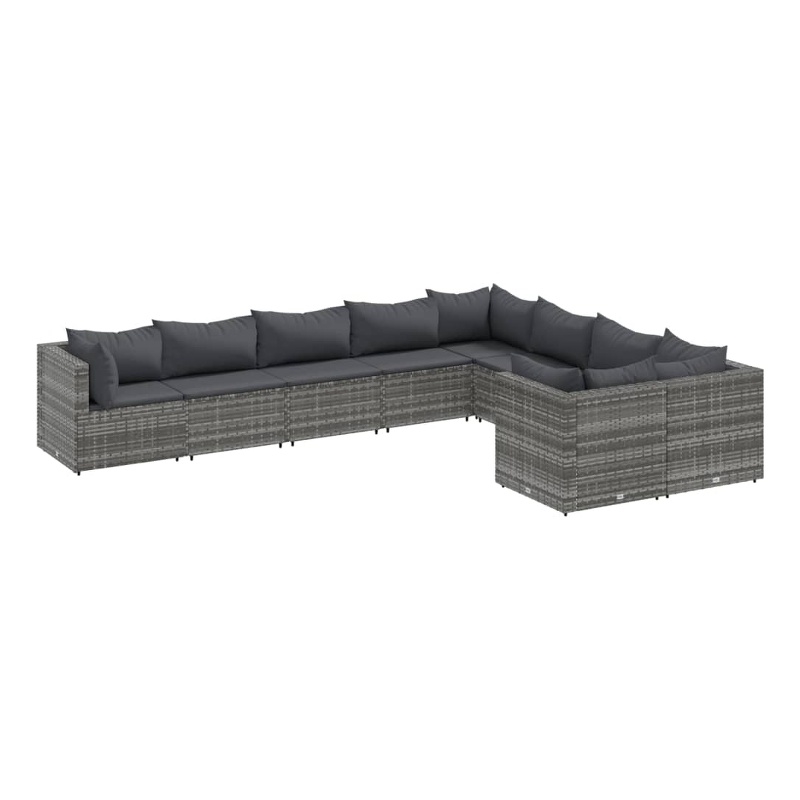 vidaXL 9 Piece Steel Patio Sofa Set in Gray