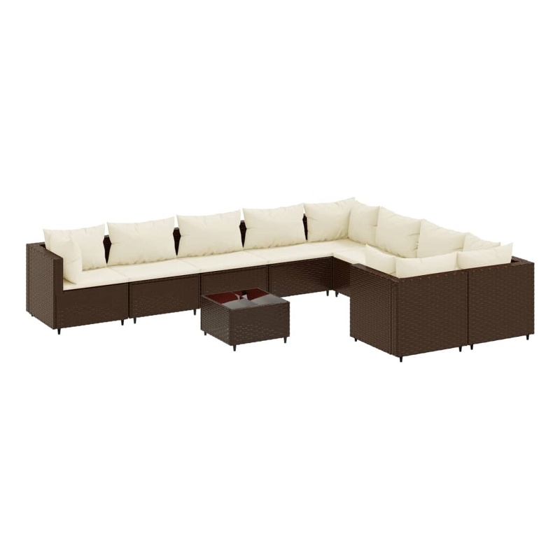 vidaXL 10 Piece Steel Patio Sofa Set in Brown