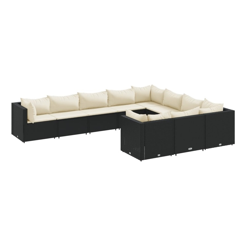 vidaXL 10 Piece Patio Sofa Set in Black/White/Cream