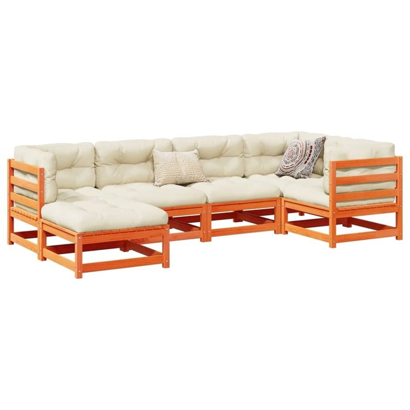 vidaXL 6 Piece Wood Sofa Set in Brown