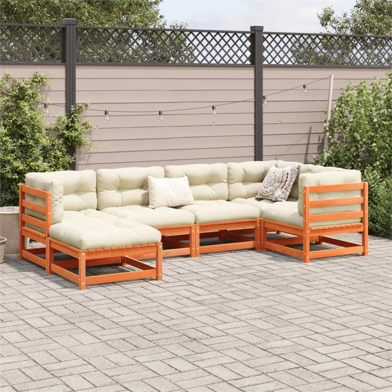 vidaXL 6 Piece Wood Sofa Set in Brown