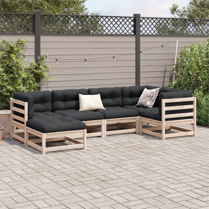 vidaXL Wood Sofa Set in Anthracite