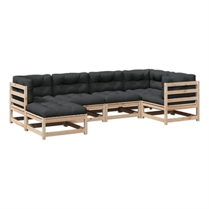 vidaXL Wood Sofa Set in Anthracite