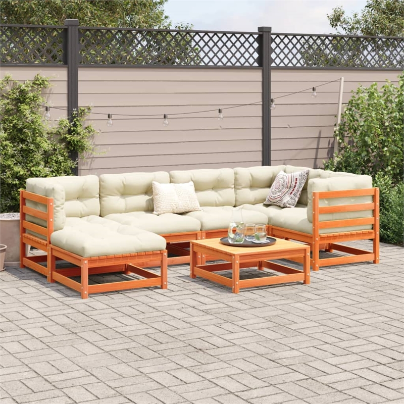 vidaXL Wood Large Sofa Set in Brown