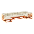 vidaXL 7 Piece Wood Sofa Set in Brown/Cream
