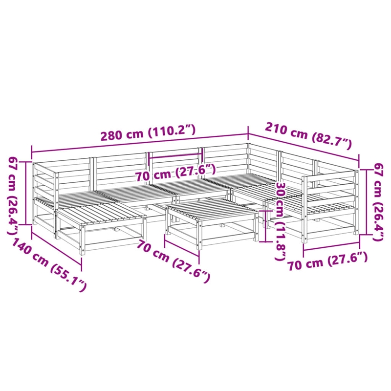 vidaXL 8 Piece Wood Sofa Set in Natural