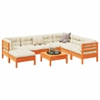 vidaXL 8 Piece Wood Small Sofa Set in Brown/Cream