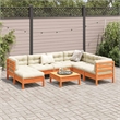 vidaXL 8 Piece Wood Small Sofa Set in Brown/Cream