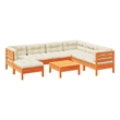 vidaXL 8 Piece Wood Small Sofa Set in Brown/Cream