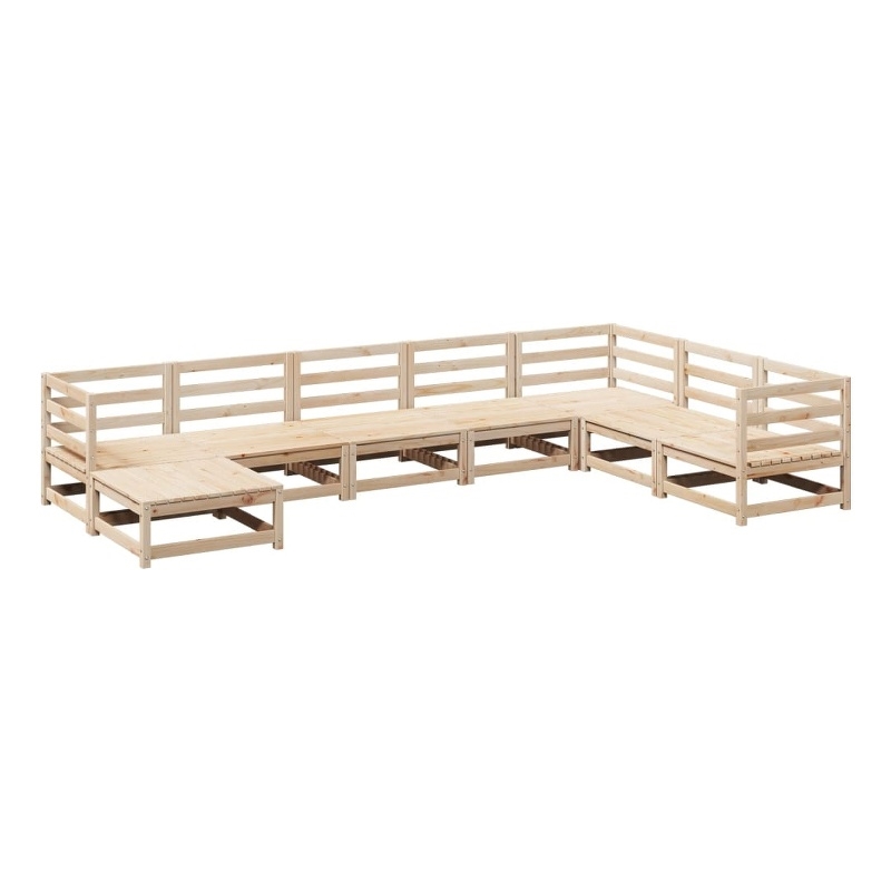 vidaXL 8 Piece Wood Large Sofa Set in Natural