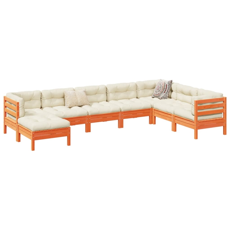 vidaXL 8 Piece Wood Sofa Set in Brown