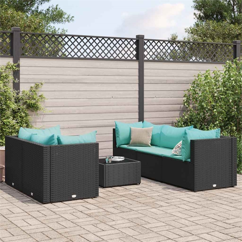 vidaXL 6 Piece Steel Lounge Set in Black