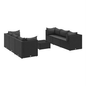 vidaXL 7 Piece Poly Rattan Lounge Set in Black