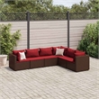 vidaXL 6 Piece Poly Rattan Small Lounge Set in Red/Brown