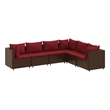 vidaXL 6 Piece Poly Rattan Small Lounge Set in Red/Brown