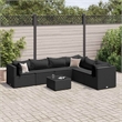 vidaXL 7 Piece Poly Rattan Lounge Set in Black