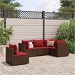vidaXL 5 Piece Poly Rattan Lounge Set in Brown