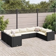 vidaXL 9 Piece Poly Rattan Lounge Set in Black/White/Cream