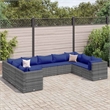 vidaXL 9 Piece Poly Rattan Lounge Set in Gray/Blue