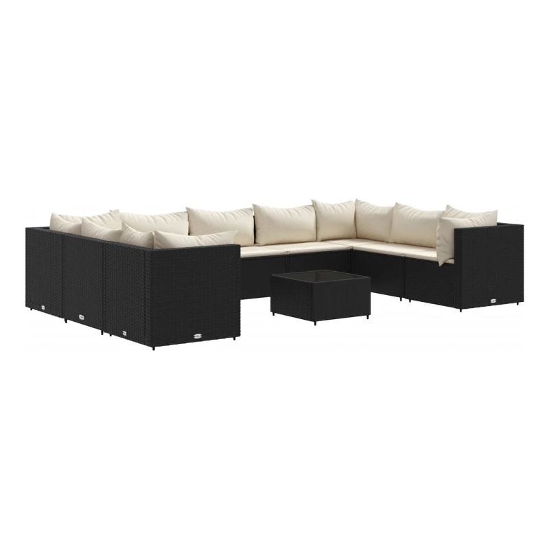 vidaXL 10 Piece Lounge Set in Black/White/Cream