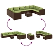 vidaXL 10 Piece Poly Rattan Lounge Set in Brown