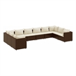 vidaXL 10 Piece Steel Lounge Set in White/Brown/Cream