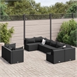 vidaXL 9 Piece Steel Small Patio Sofa Set in Black