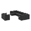 vidaXL 9 Piece Steel Small Patio Sofa Set in Black