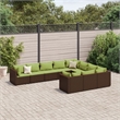 vidaXL 10 Piece Steel Patio Sofa Set in Green/Brown