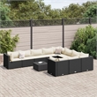 vidaXL 11 Piece Poly Rattan Patio Sofa Set in Black/White/Cream