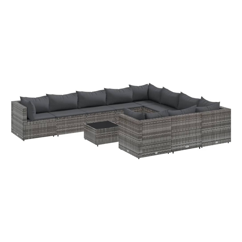 vidaXL 11 Piece Steel Small Patio Sofa Set in Gray