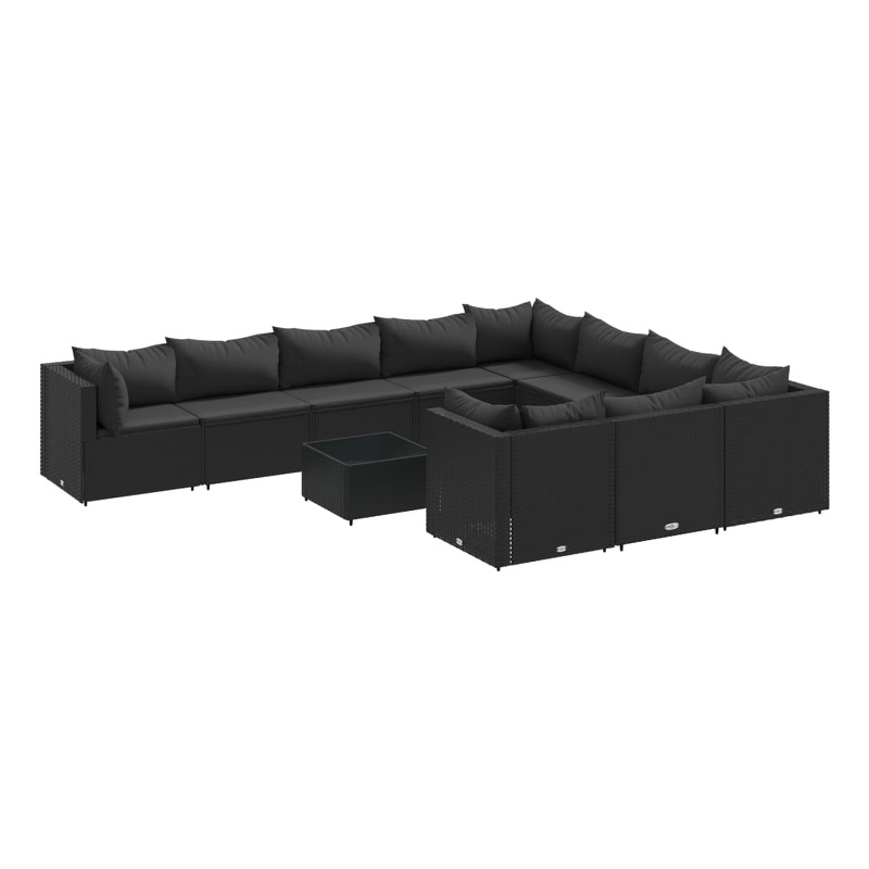 vidaXL 11 Piece Steel Patio Sofa Set in Black